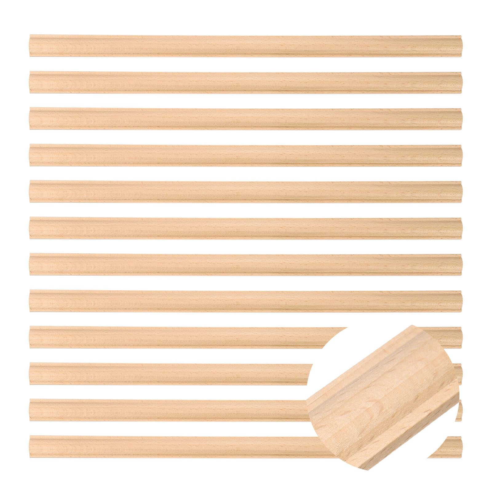 sourcing map 12Pcs 15.75" Decorative Wood Trim, Unfinished 3D Wooden Furniture Molding Trim for DIY Craft, Home Wall Cabinet Shelf Window Door (Cylinder, 20mm)