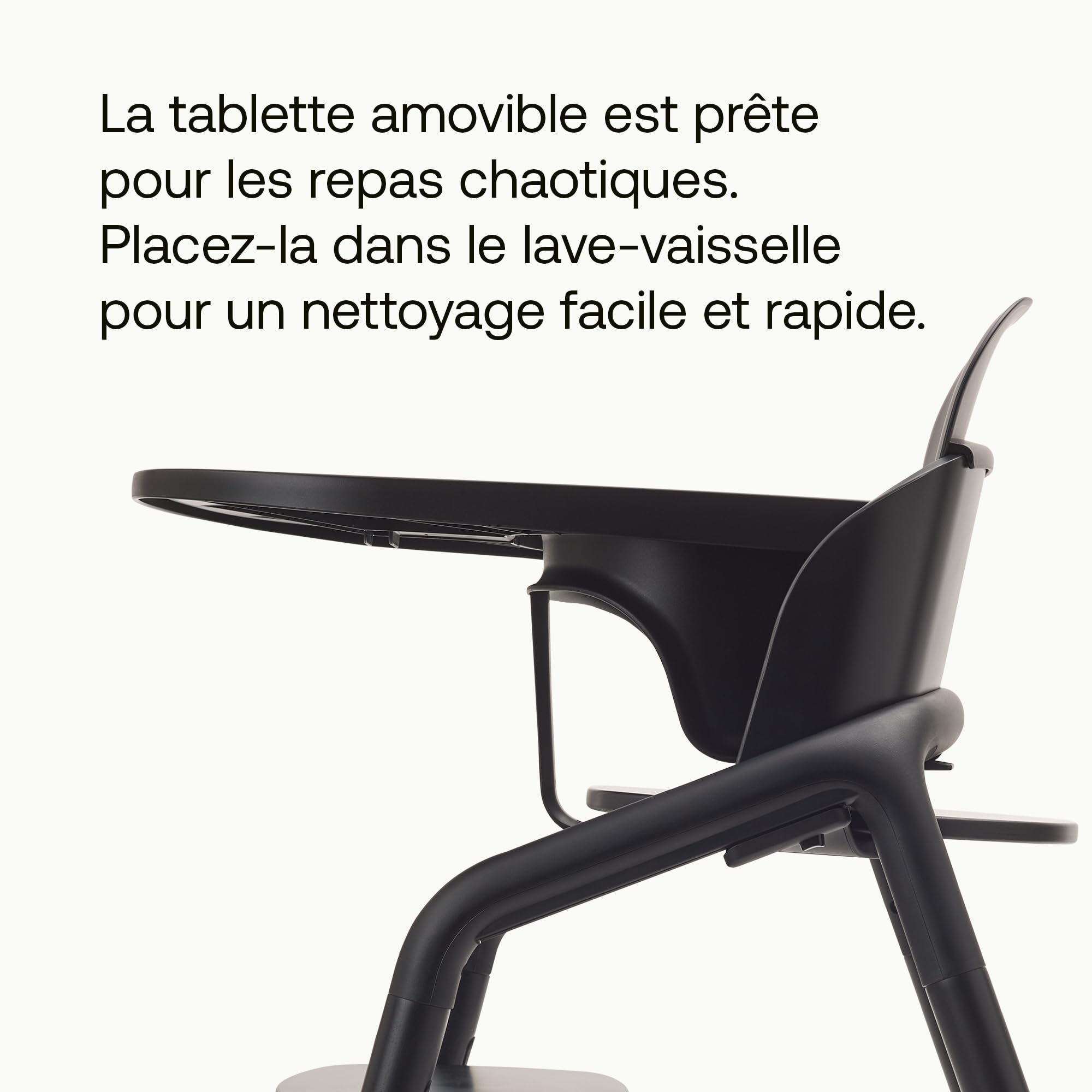 Bugaboo Giraffe Plateau pour chaise haute, facile à nettoyer, hygiénique, résistant au lave-vaisselle, ajout et retrait en un clic, design durable, fabriqué à partir de plastiques certifiés bio, Noir