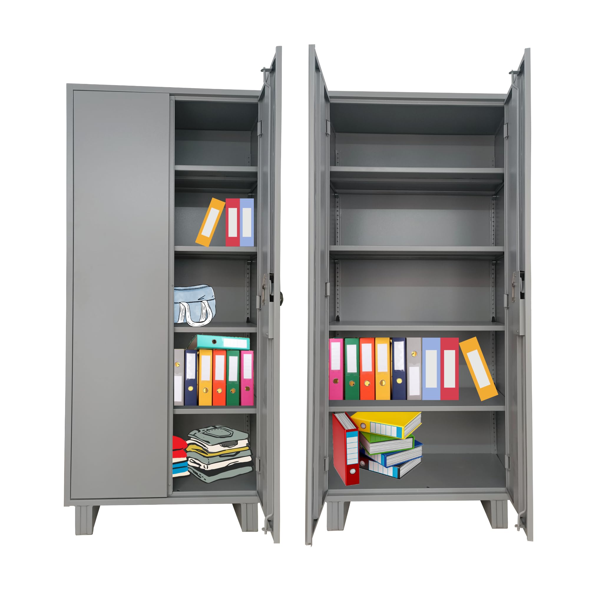 AAVATAR Metal Office Wardrobe|2 Door Almirah Cupboard With 4 Adjustable Shelves & Locking System|Utility Cabinets For Home,Office, School|Pack Of 1, Grey-image-13