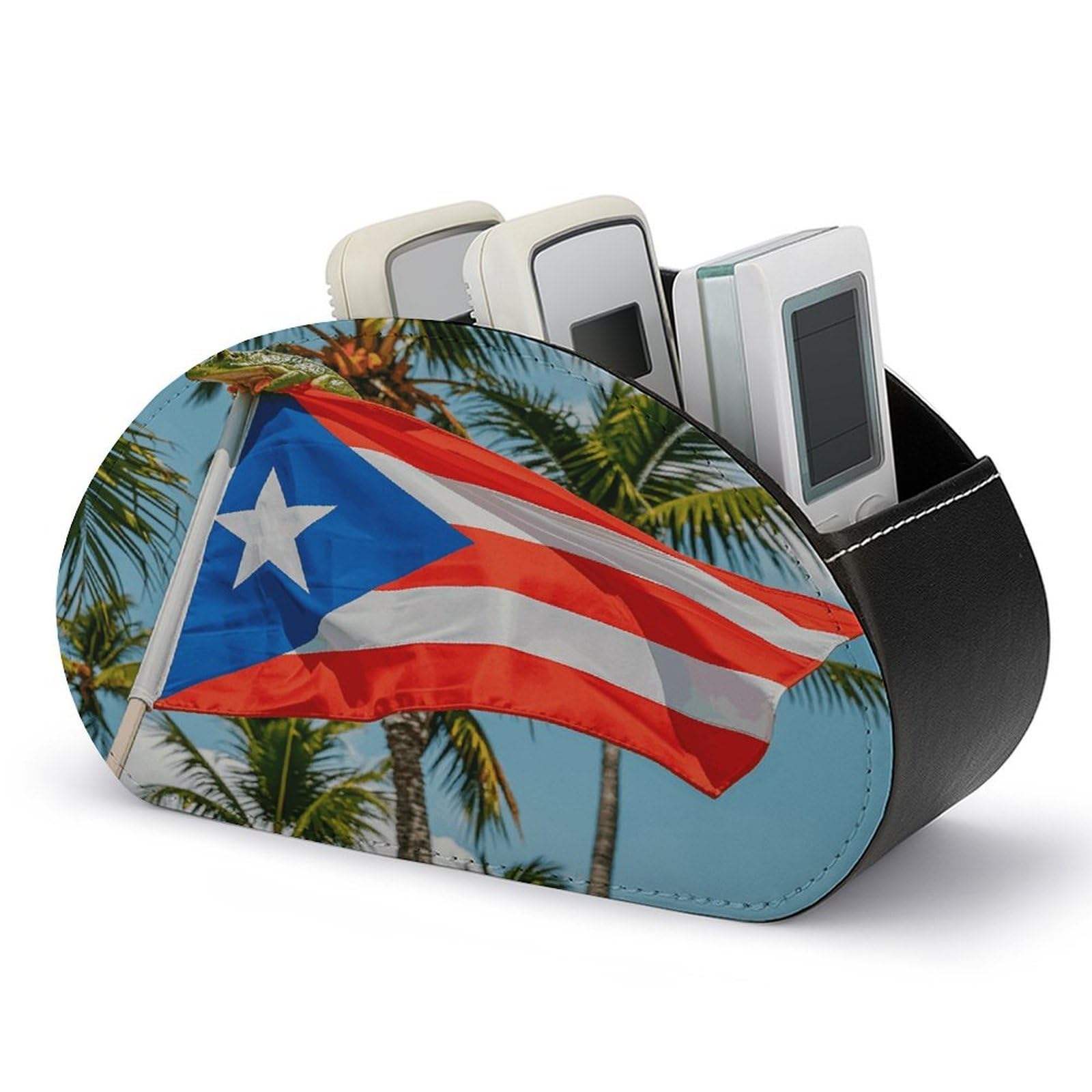 Btcowzrv Style Puerto Rico Flag Coqui Frog Palm Remote Control Holder With 5 Compartments