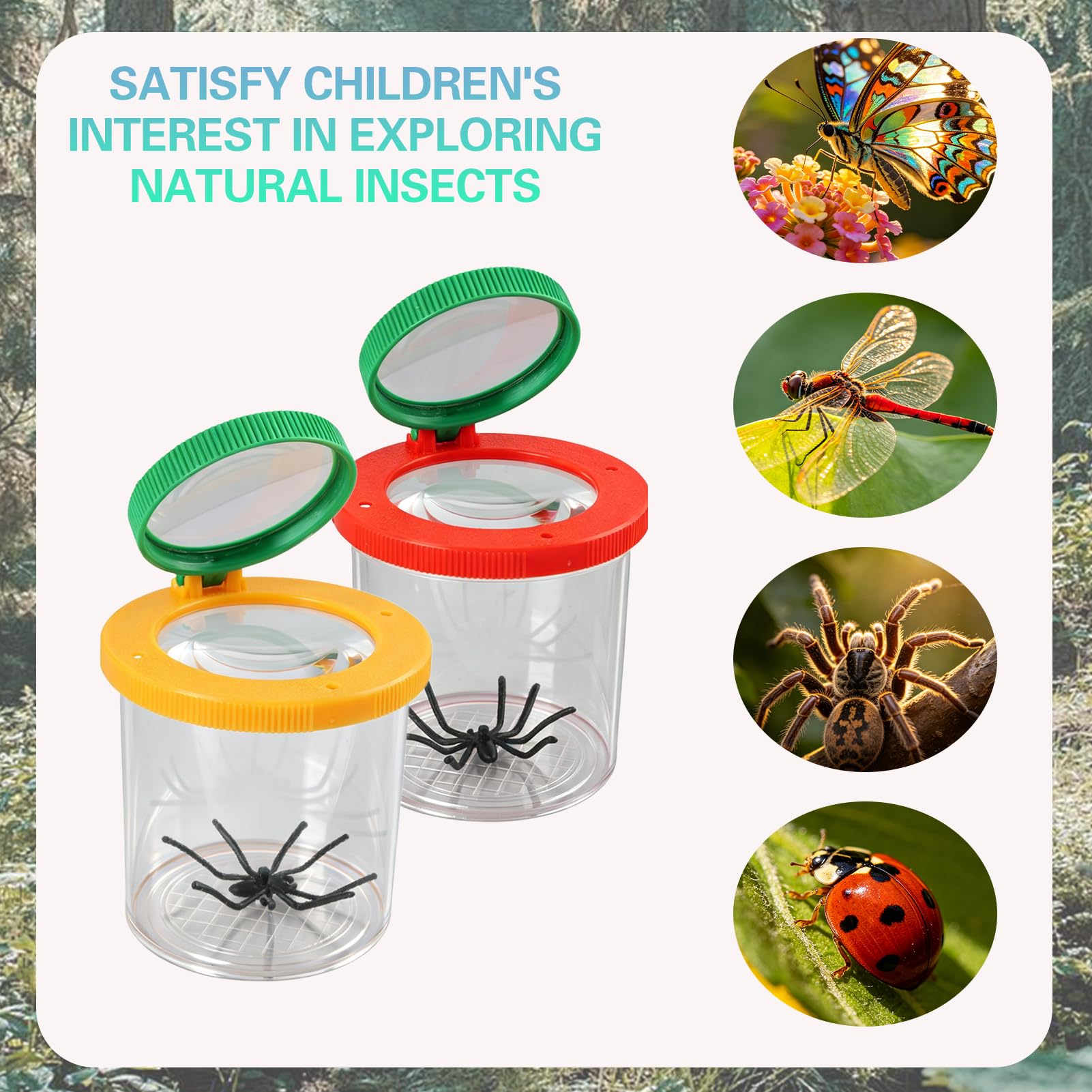 Lot De 2 Boîtes Loupe 3x Et 6x Pour Enfants – Kit Exploration Nature Avec Pinces – Plastique ABS, Réutilisable – Jouet éducatif