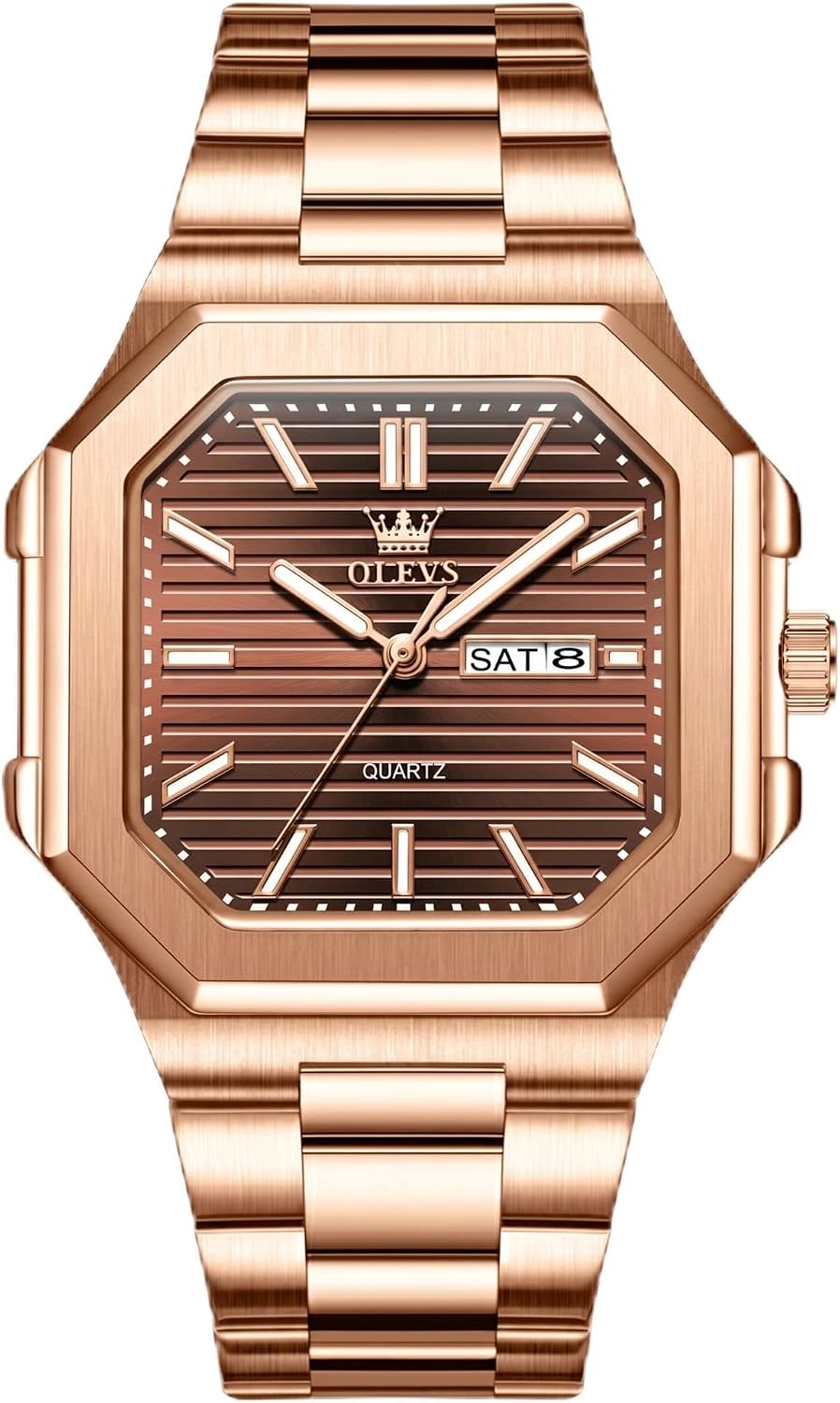 OLEVS Mens Watch Stainless Steel Band, Minimalist Dress Silver Watch for Men, Luminous Analog Quartz Wristwatch for Men, Ideal Gift for Father's Day Birthday
