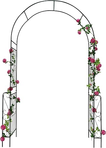 eLeGreen Arco de jardín de metal, montaje libre, enrejado de árbol para plantas trepadoras, soporte de arco de rosas, para decoración de jardín,