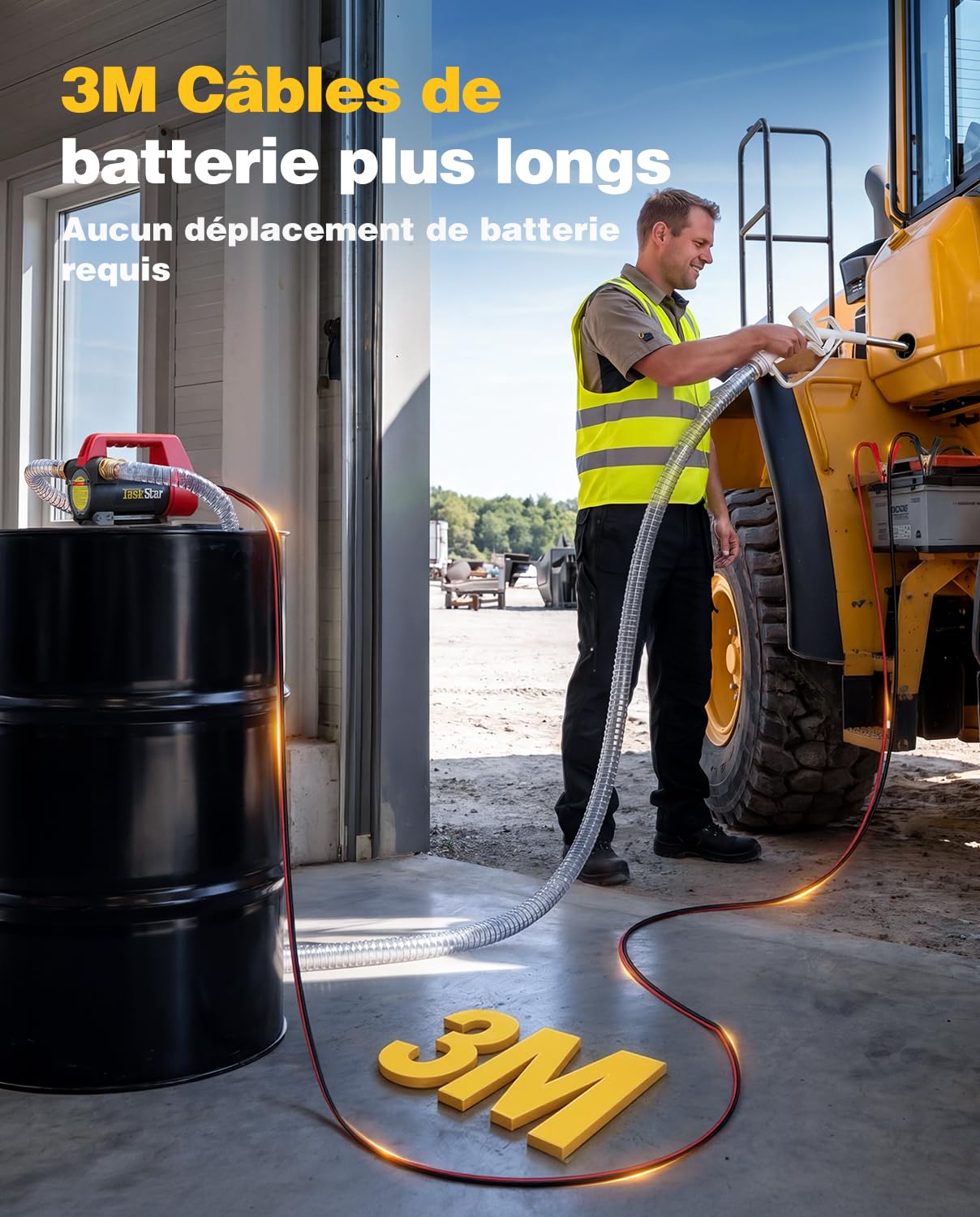 TaskStar Pompe à Gasoil 12V: Débit 50 L/min, Pompe Électrique Portable avec Pistolet, Filtre et Tuyaux pour Diesel, Biodiesel, Kérosène et Fioul – Pour Maison, Ferme et Chantier