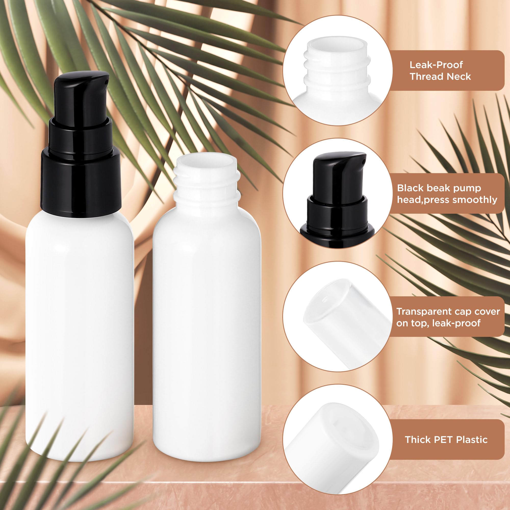 10 bottiglie da viaggio per articoli da toeletta da 56,7 g, piccole bottiglie da viaggio trasparenti in plastica vuota con erogatore spray con tappo nero, per lozioni, creme, oli essenziali