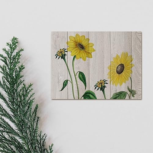Miniatura 5 de Letrero de madera con diseño de girasoles de grano de madera, pintura al óleo envejecida floral, letreros de madera de granja de otoño, girasoles,
