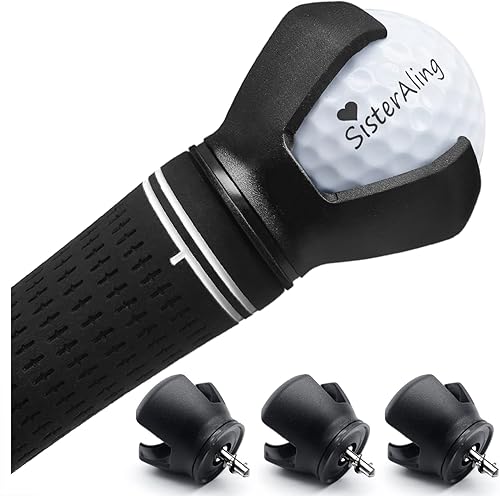 SisterAling 3-Prong Golf Ball Retriever Grabber Pick Up,Back Saver Claw Put On Putter Grip,Suction Cup Ball Grabber,Sucker for Golf Screws Tool