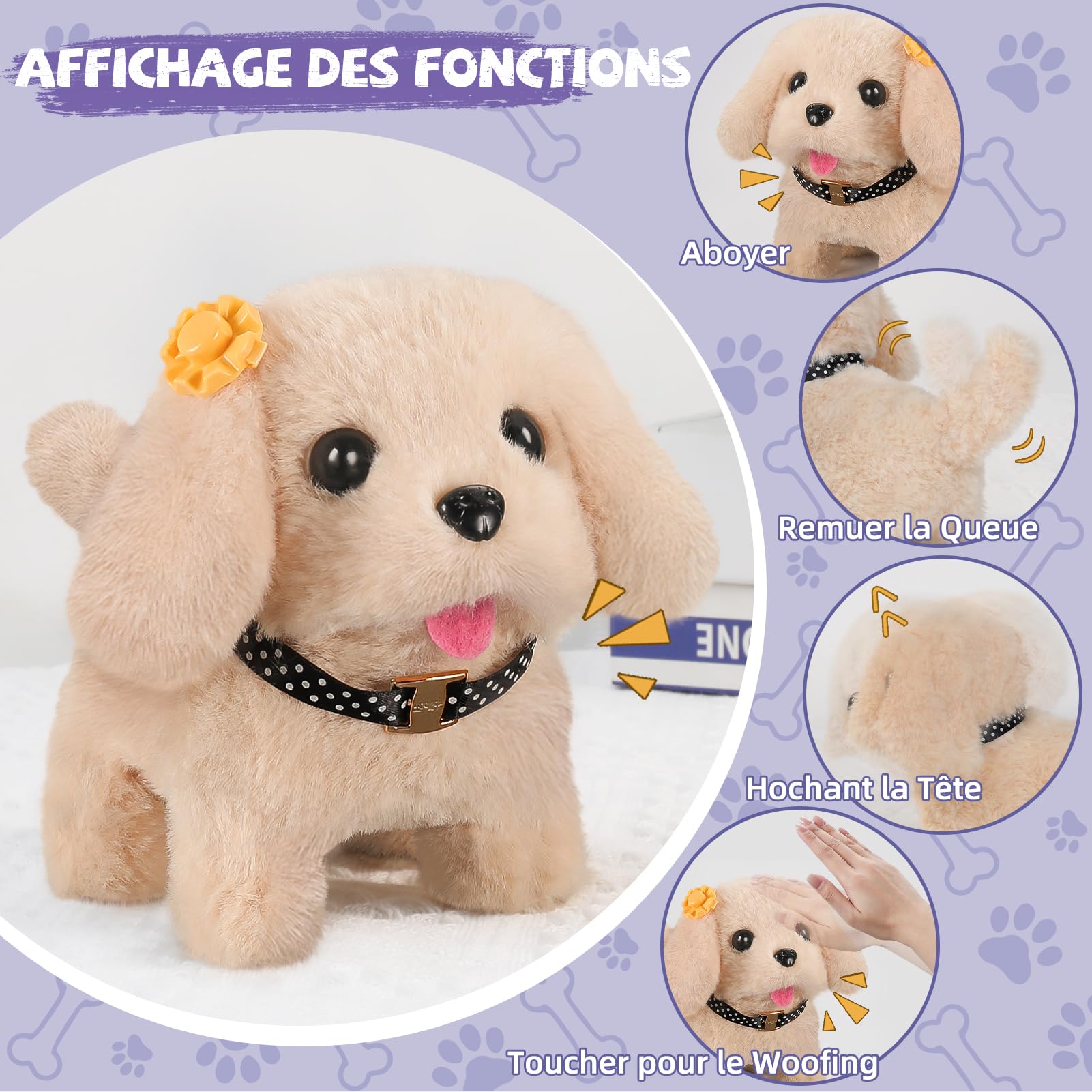 16PCS Jouets Chien Interactif pour Jeux Enfant 3 4 5 6 Ans,Jouet Enfant 3 4 5 6 Ans Chiot Robot,Chiens Robots avec Marche,Cadeaux d'anniversaire pour Filles et GarçOns de 3 4 6 5ans