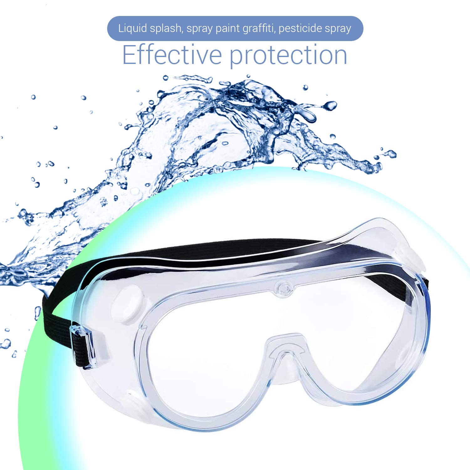 Lunettes de sécurité – Taille unique – Compatible avec les lunettes – Normes industrielles – Design unique de ventilation – Verres renforcés résistants et protecteurs – Sangle élastique réglable