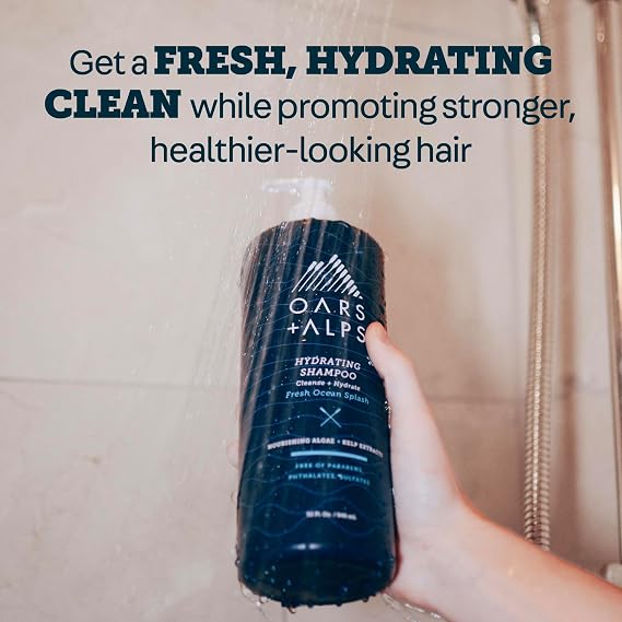 Oars + Alps Men's Sulfate Free Shampoo, Infused with Kelp and Algae Extracts, Fresh Ocean Splash, 32 Fl Oz