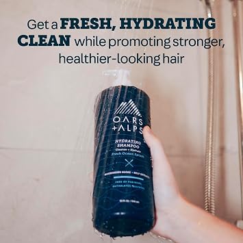 Oars + Alps Men's Sulfate Free Shampoo, Infused with Kelp and Algae Extracts, Fresh Ocean Splash, 32 Fl Oz