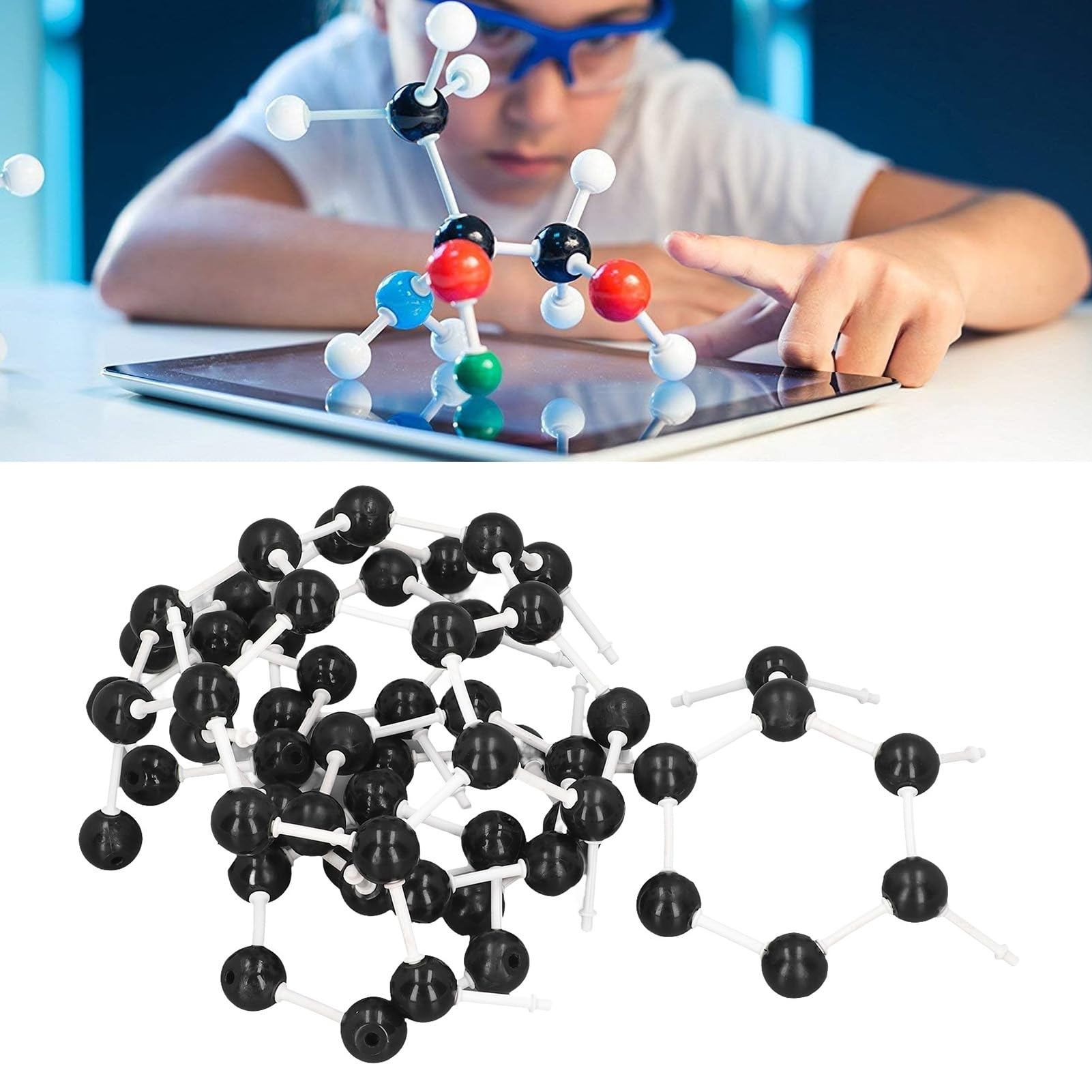 Chemie-Molekülmodellbausatz, Kohlenstoff-C60-Struktur, interaktive Atomwerkzeuge, Kunststoff, ideal für den Unterricht im Klassenzimmer