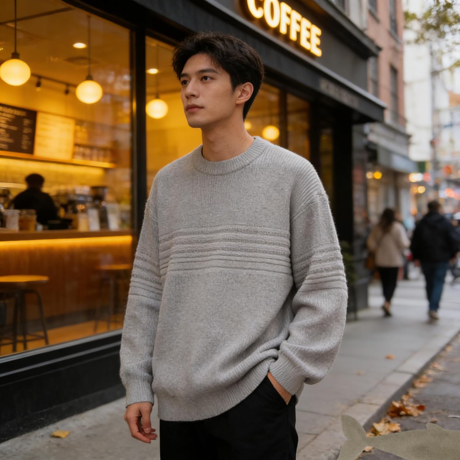 Guernsey Sweater for Men, Cable Knit Crew Neck Pullover - Warm Winter Long Sleeve Knit Sweater Daily Casual Wear