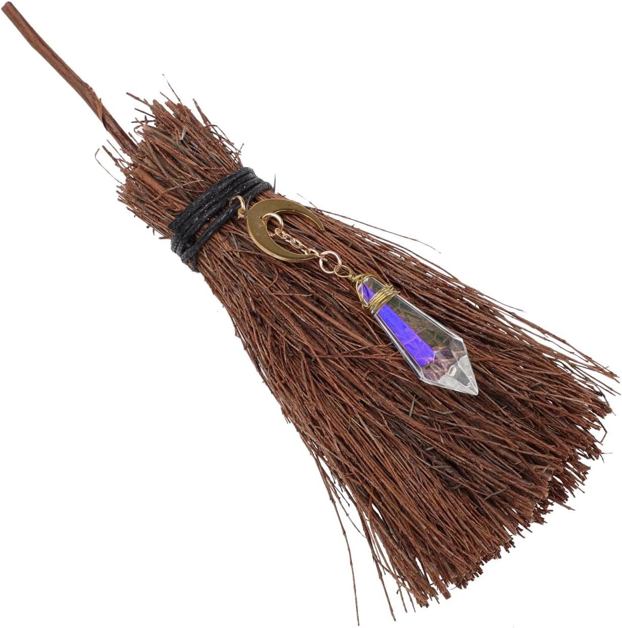 Decorative Halloween Broom Witch Altar Broom Miniature Wicca Brush Crystal Pendant Wand Halloween s for Party Home Wiccan Ritual Decor Coffee