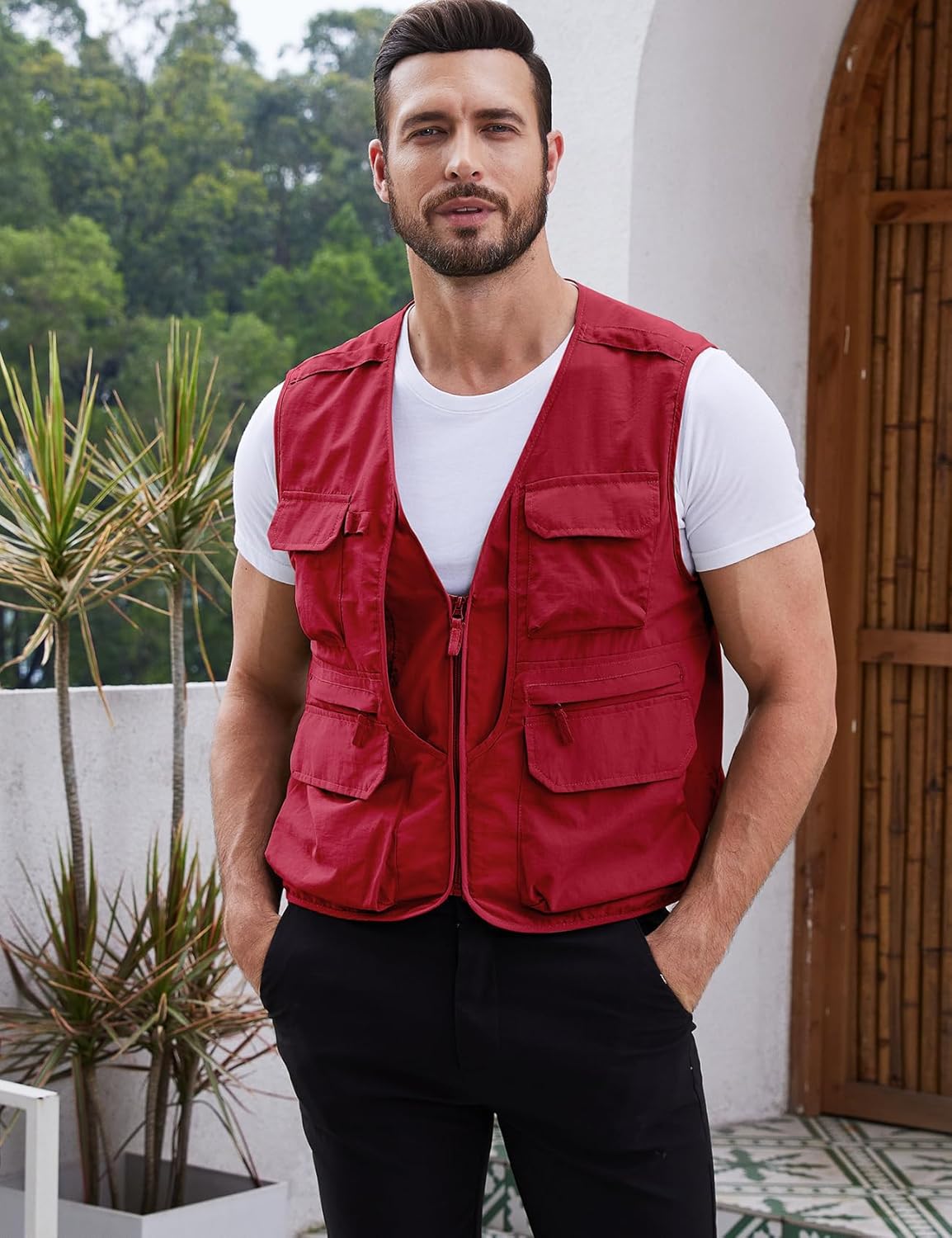 Gihuo Men's Utility Fishing Vest Lightweight Outdoor Work Safari Travel Cargo Vest with Multi-Pockets - Image 2