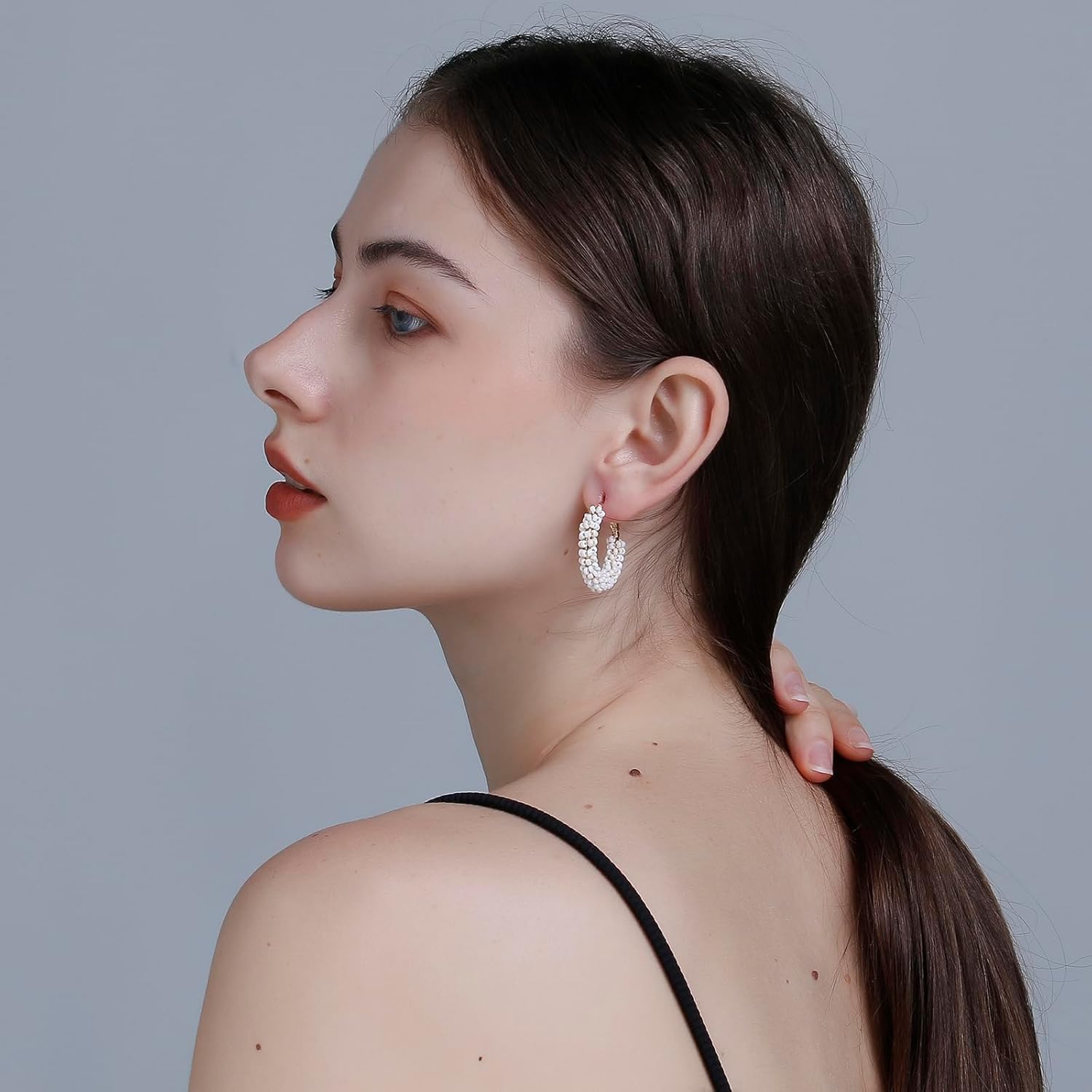 Colorful Beaded Earrings for Women, Boho Flower Hoop Earrings - Image 3