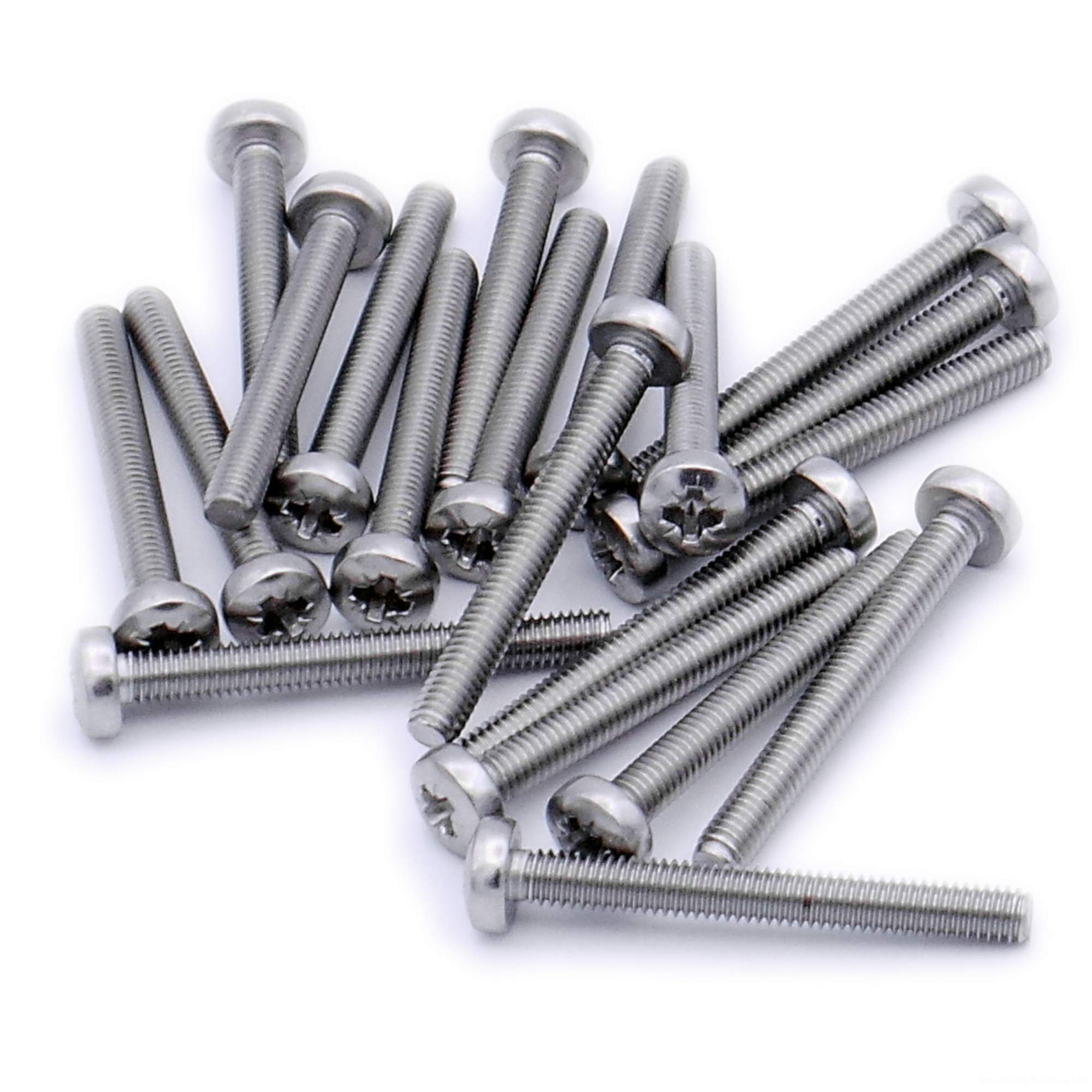 Singularity Supplies Silver M4 (4Mm X 60Mm) Pozi Pan Machine Screw (Bolt) - Stainless Steel (A2) (Pack Of 20)