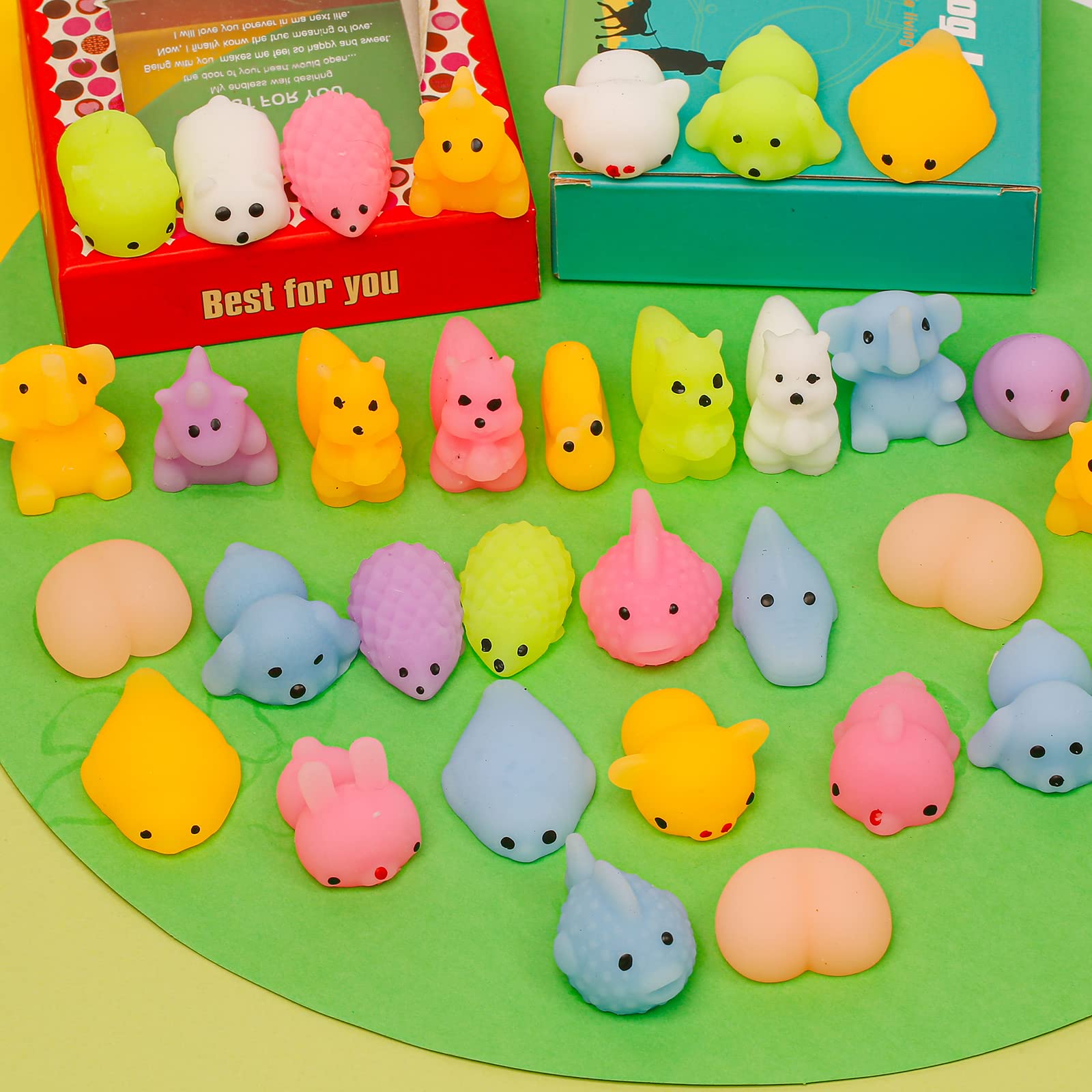 Anboor 40pcs Mochi Squishies Toy Set,Animal Mochi Candy Packs Easter Egg Rabbit Unicorn Squishies Ice Cream Food Squeeze Sets for Kids Party Favor Gift Relieve Stress Toys