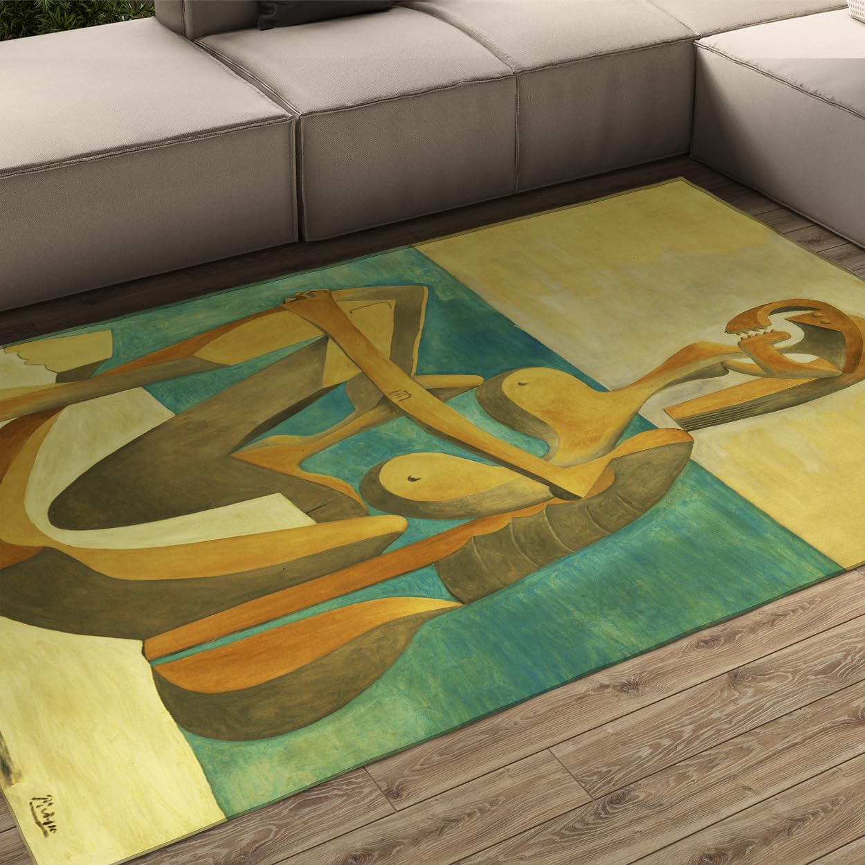 Tapis de salon lavable et antidérapant style Pablo Picasso 140x200cm