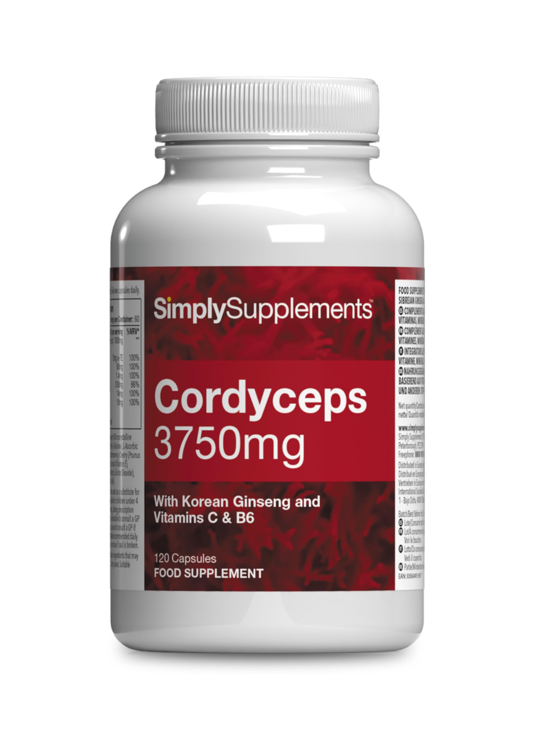 Cordyceps Capsules with Korean Ginseng | Ophiocordyceps sinensis Supplement | 120 Capsules | Made and Tested in The UK