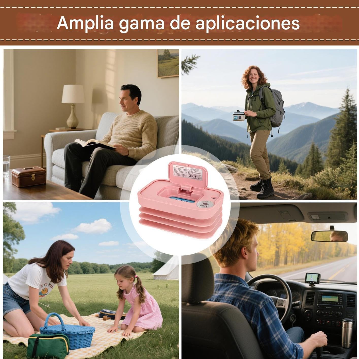 Calentador De Toallitas Húmedas Para Bebé - Calentador Y Dispensador Plegable De Toallitas | Accesorio De Cálido Rápido Para Viajes Trayectos En Coche Y Acampada