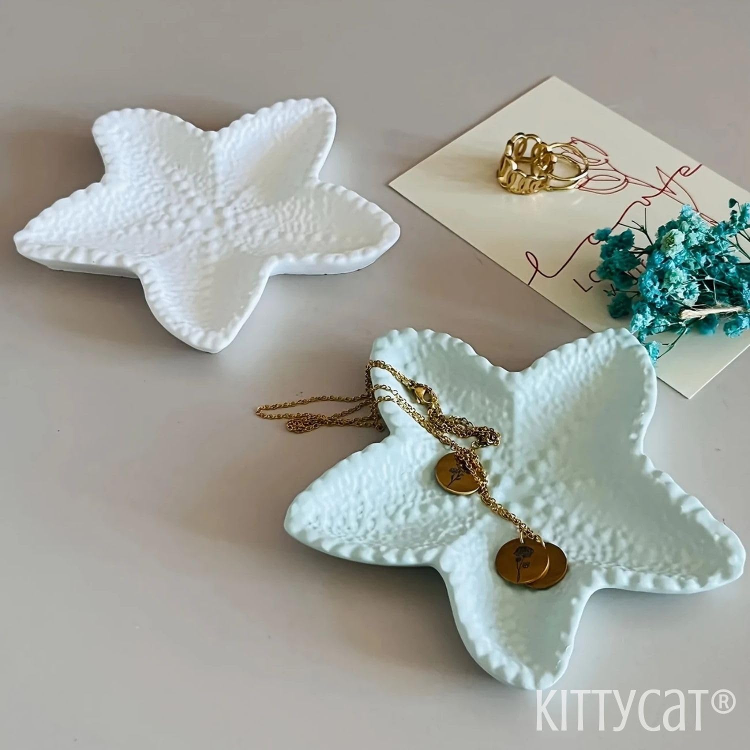 Kitty Cat® Starfish-Shaped Trinket Tray – Coastal Jewelry Dish for Rings, Earrings Small Accessories | Elegant Display & Photography Prop Multi-Functional Candle Holder Home Décor (13x13cm) (Starfish) — Amazon image 3
