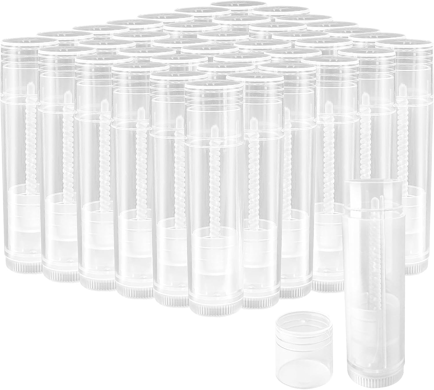 Youfuyi Lippenbalsemcontainer ronde buis 50 stuks lege tubes met deksel voor doe-het-zelf lippenstift, zelfgemaakte lippenbalsem (5,5 ml), BPA-vrij (transparant)