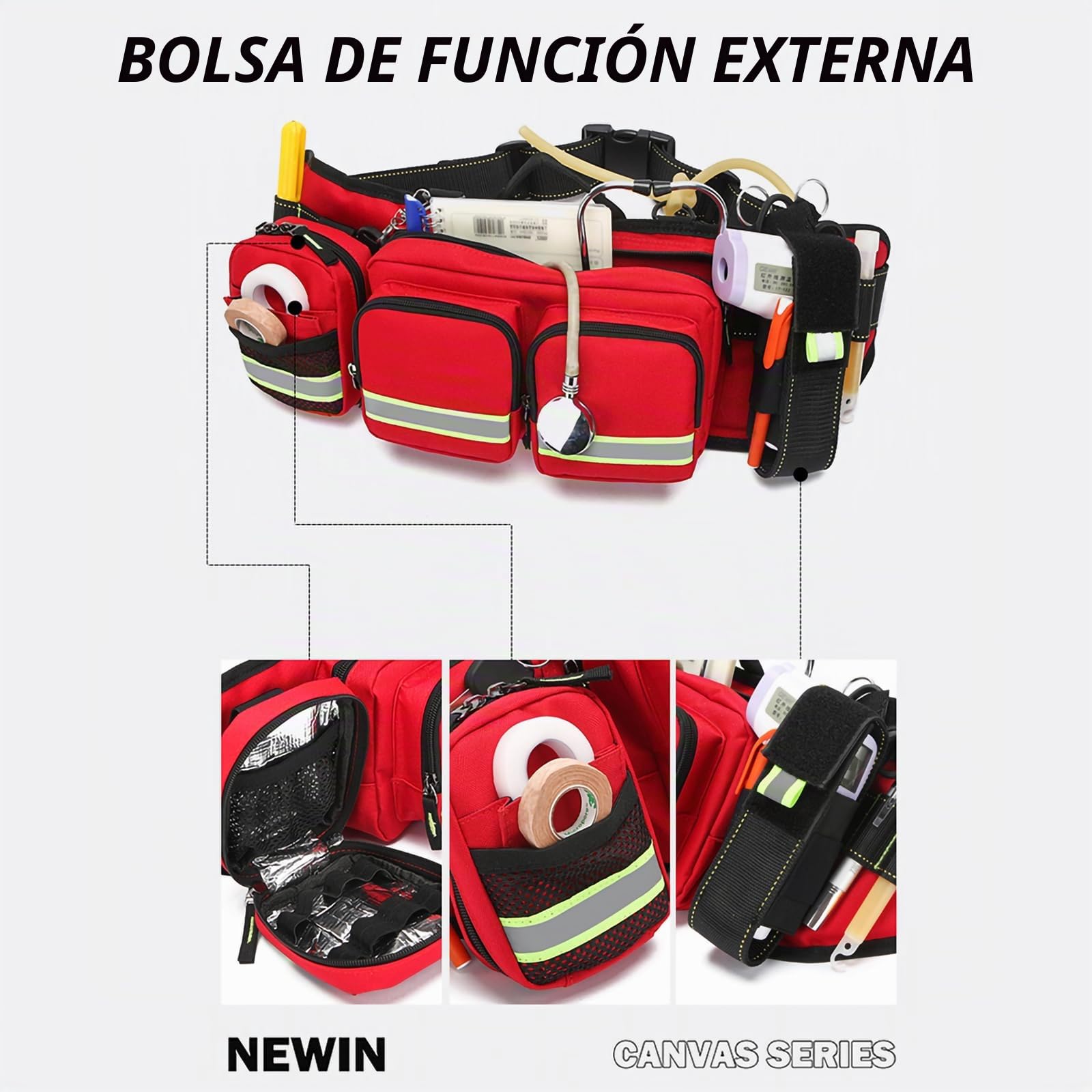 Botiquines de Primeros Auxilios vacíos, Bolsas médicas de Emergencia Grandes, Bolsa de Trauma con múltiples Bolsillos y Correa Ajustable para socorrista, Primeros Auxilios, Senderismo, Viajes