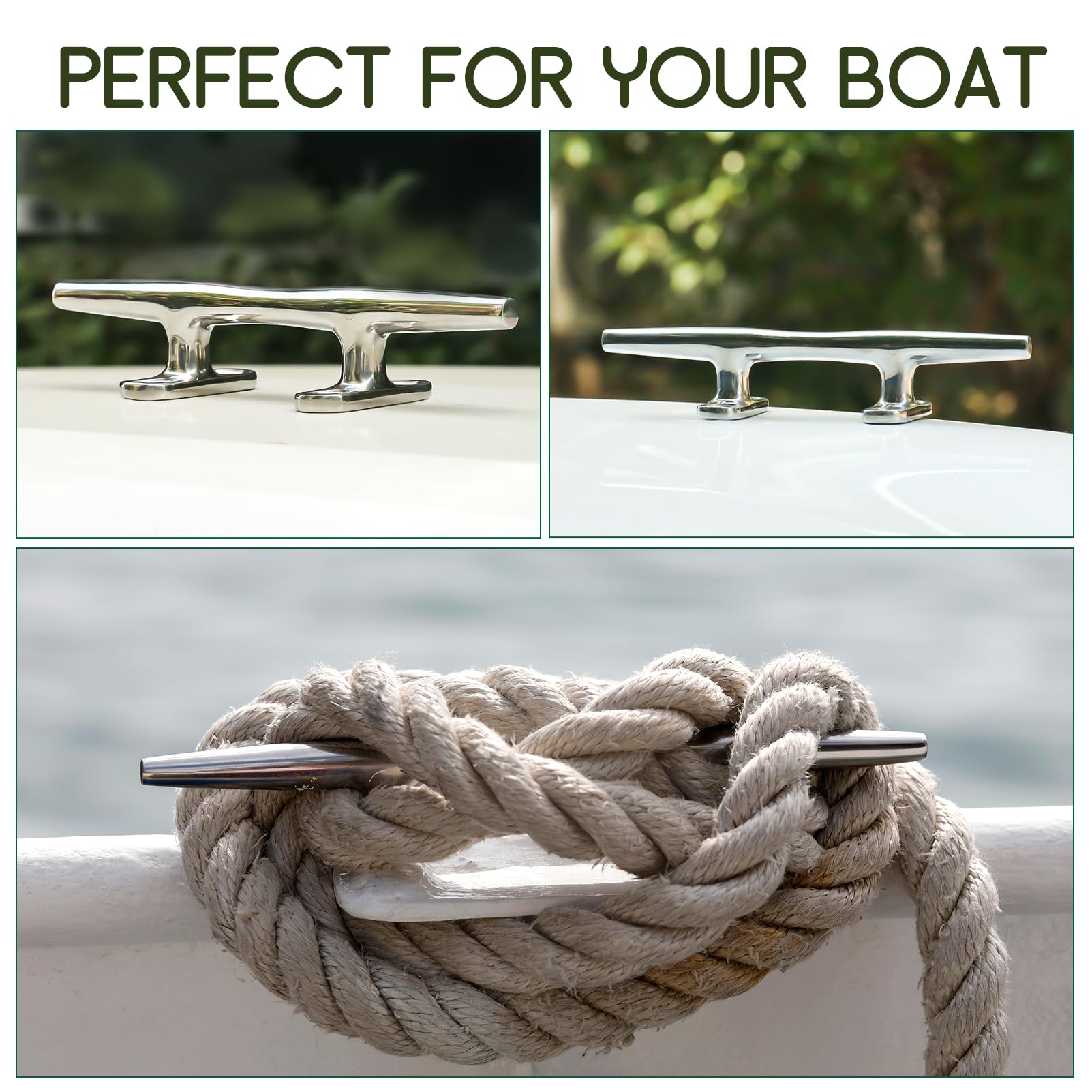 Snapklik.com : Marinebaby 316 Stainless Steel Boat Cleats 4 Inch 5 Inch ...