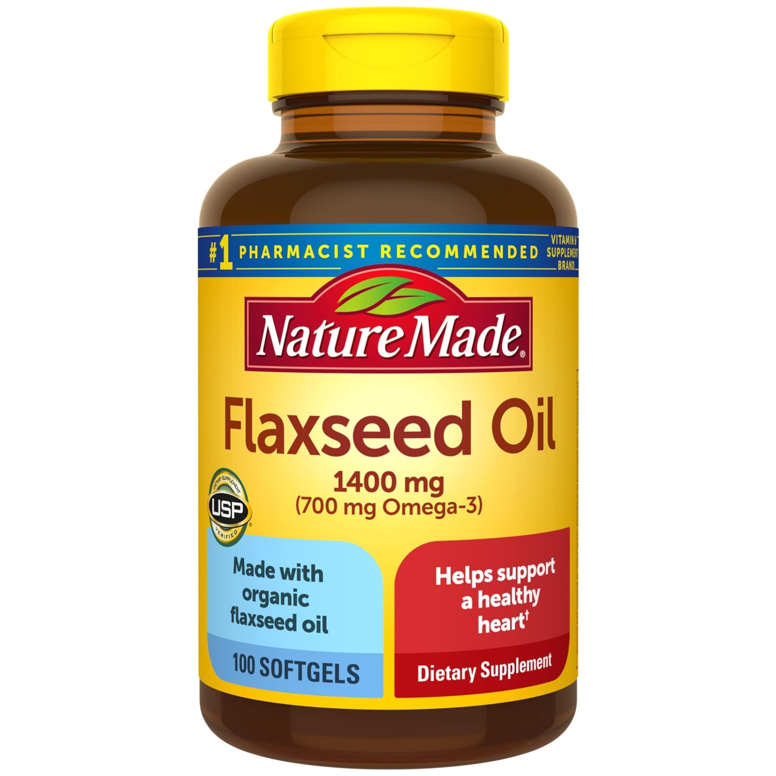 Nature Made Organic Flaxseed Oil 1,400 Mg - Omega-3-6-9 For Heart Health - 300 Count