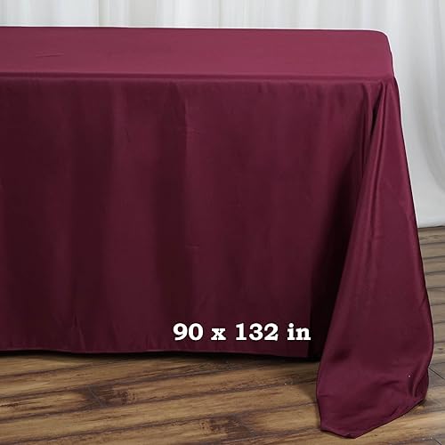 BalsaCircle Mantel rectangular de poliéster color burdeos de 90 x 132 pulgadas para bodas, fiestas, eventos, cocina, comedor