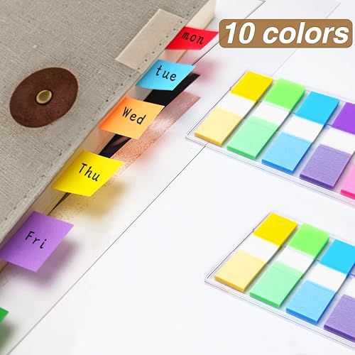 Miniatura 5 de KICNIC Marcadores de página, pestañas adhesivas de índice 1000 unidades, banderas de notas emergentes fluorescentes, pestañas de 1.77 x 0.39