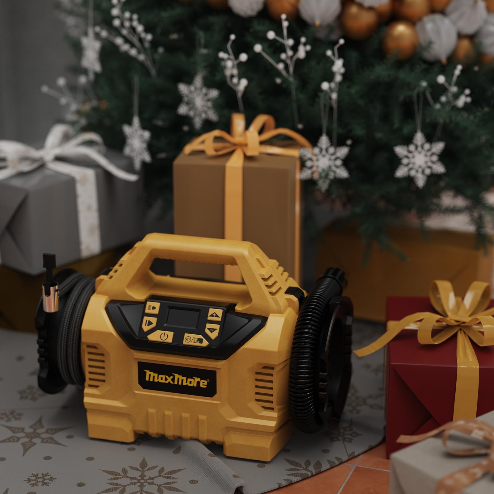 MaxMore Gonfleur de pneu portable compatible avec batterie DeWalt 20 V (outil uniquement), pompe à compresseur d'air sans fil haute pression 160 psi, jauge numérique, arrêt automatique, lumière LED