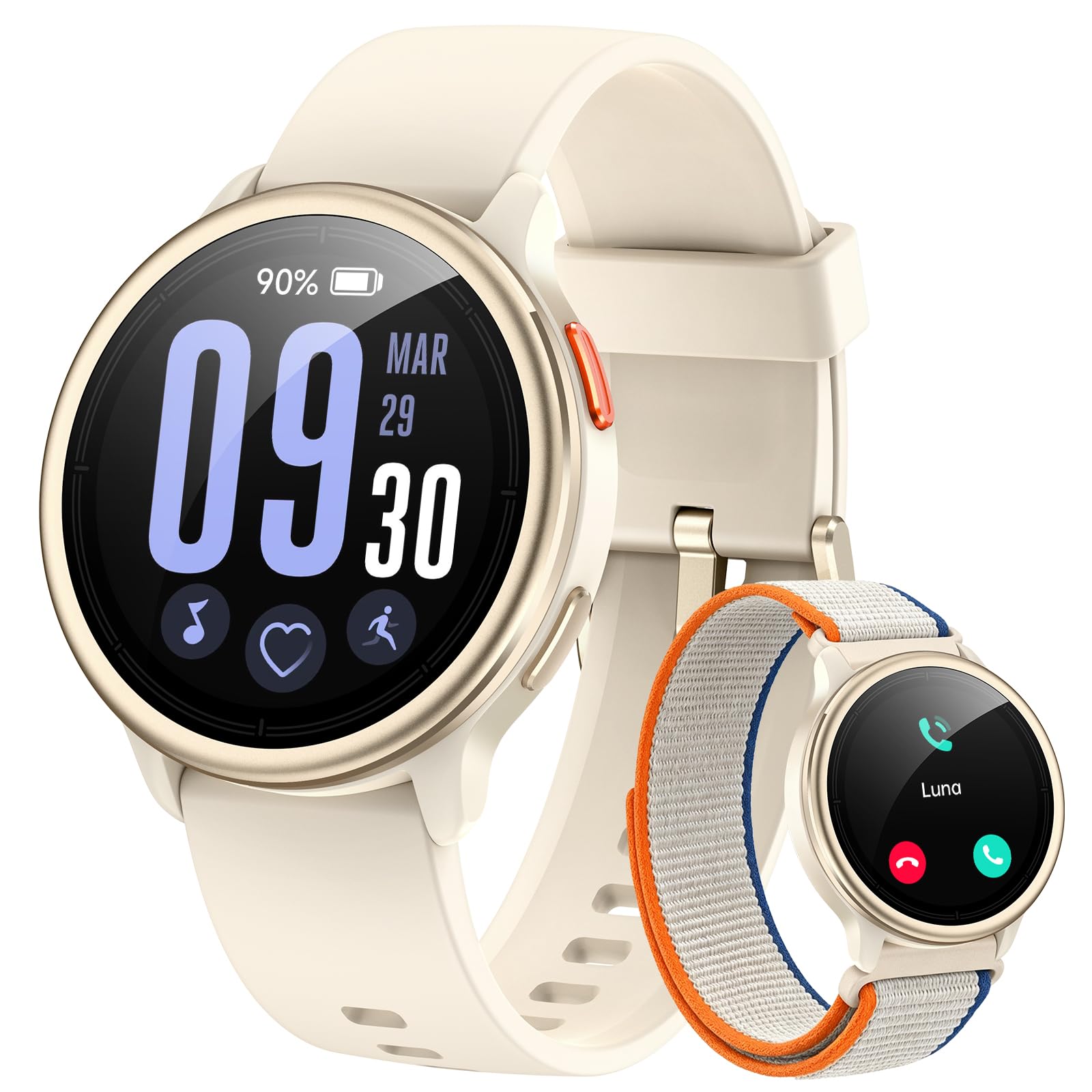 aeac Smartwatch Damen Rund, 1.27" Smart Watch mit Telefonfunktion/Whatsapp,Uhren Damen mit Pulsuhr Schlafmonitor Schrittzähler Uhr,120+ Sportmodi 3ATM Wasserdicht,Fitnessuhr für Samsung iOS Android