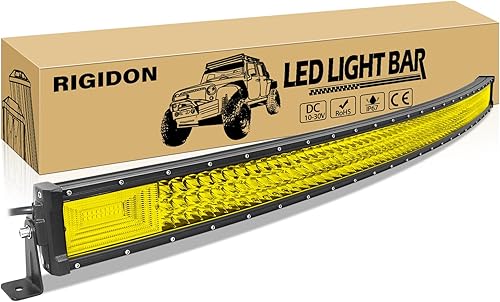 RIGIDON Barra de luz LED ámbar curvada de 52 pulgadas y 675 W, combo de punto de inundación de triple fila de 67500 lm, barra de luz impermeable