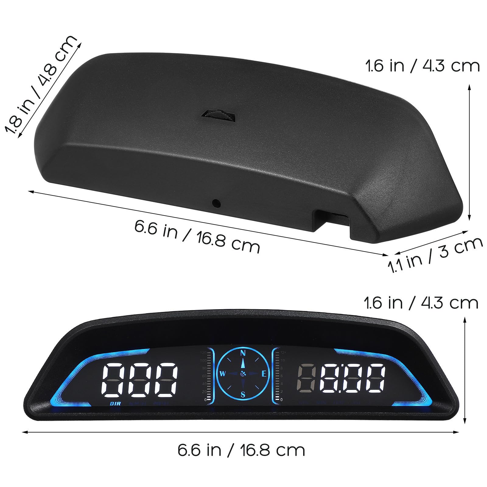 Display Head-up Digitale per Auto con Tachimetro Gps, Allarme Superamento Velocità e Contachilometri Integrato, Materiale Abs e Pc, la Gestione del Veicolo la Guida Sicura
