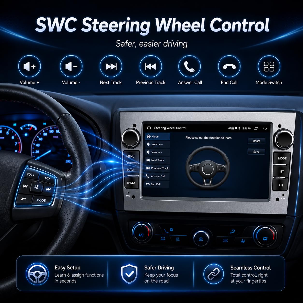 Radio Coche Bluetooth Opel Astra h/Zafira b/Vivaro/Meriva/Vectra/Combo/Antara/Vectra/Signum con Android Auto CarPlayWireless 7 Radio Coche Pantalla GPS Coche Camara SWC FM RDS