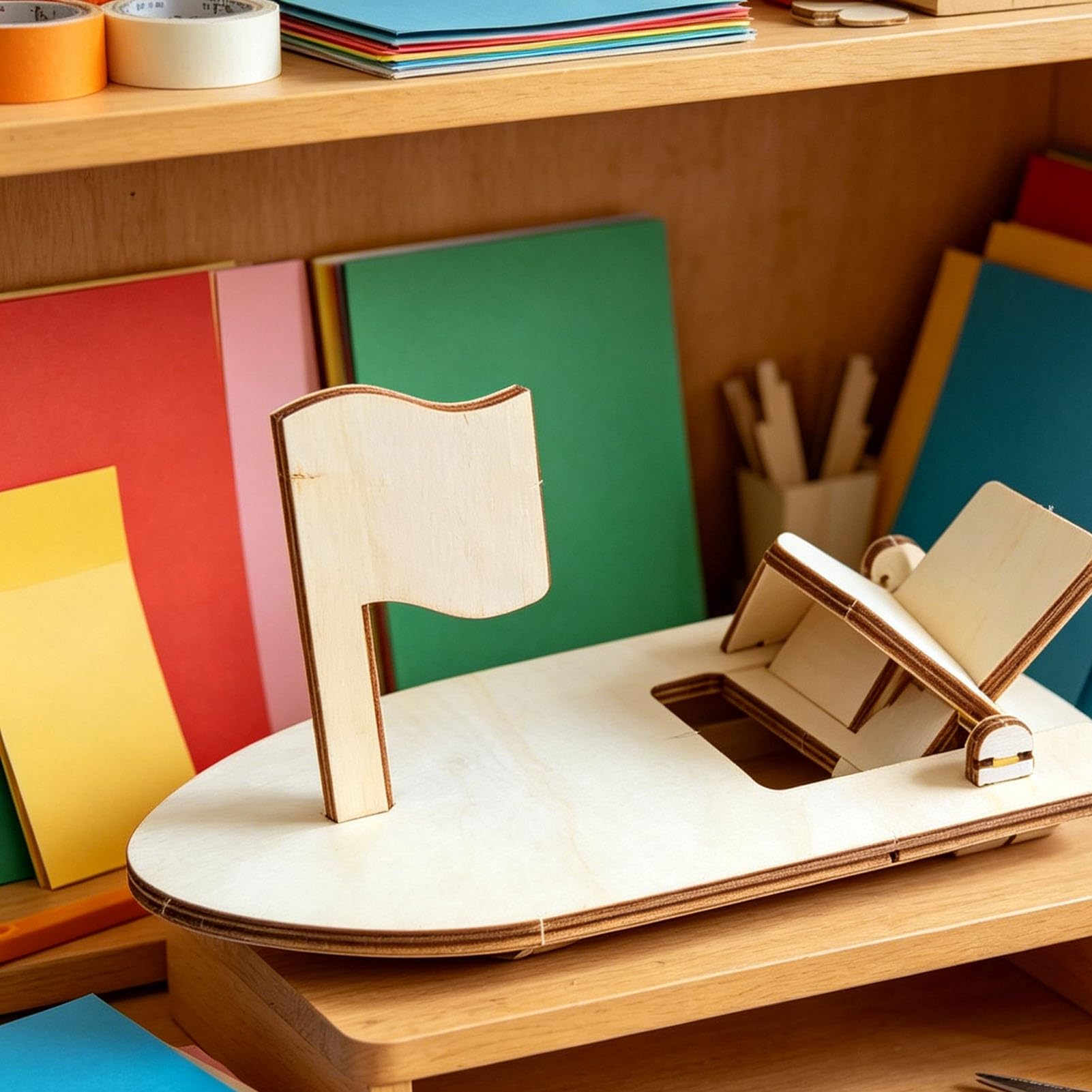 Fockety Kit fai da te per costruire una barca a vela in legno, 10 pezzi di barchette con remi in gomma verniciabili, giocattolo educativo STEM per bambini, progetto scientifico (Barca a vela in legno)