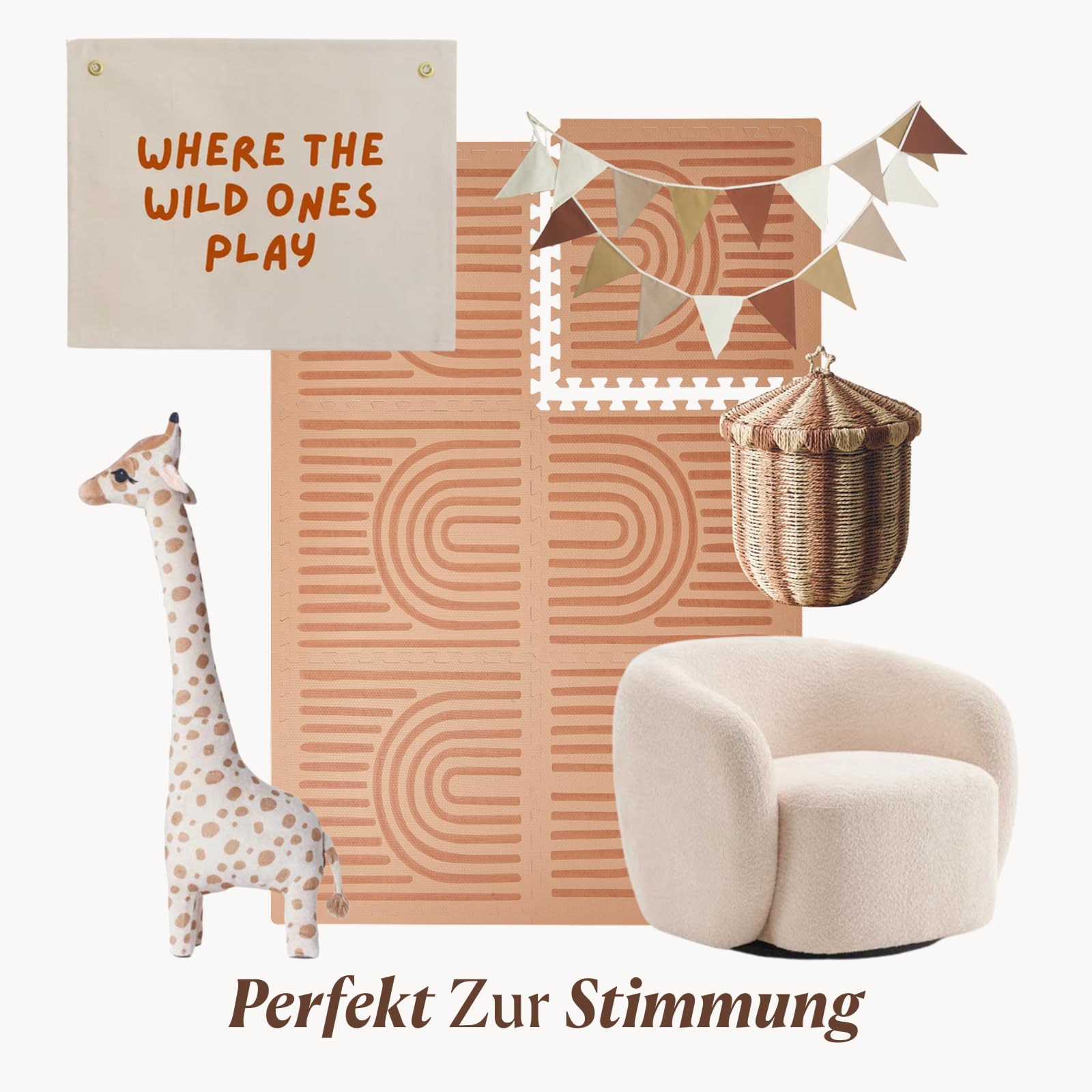 Toddlekind Hochwertige Baby Puzzlematte – 6-teilige EVA-Schaumstoff Krabbelmatte Baby Für Wohnbereiche – 1.2cm Dicke Modulare Spielfläche - Camel Farbe, 60 × 60 cm pro Teil, 120 × 180 cm