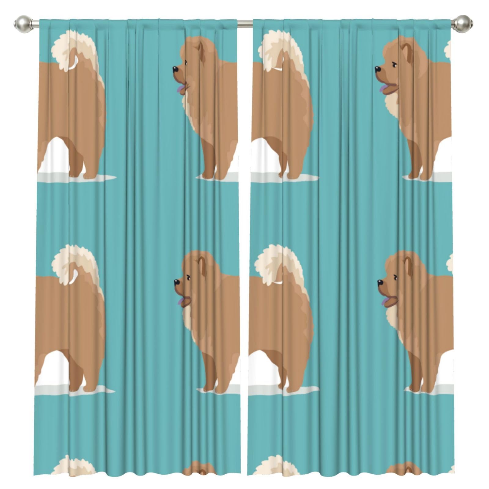 InOmak Chow Chow Dog, 2 Panels Window Curtains 52 x 84 Inch Blackout Curtains for Living Room Bedroom