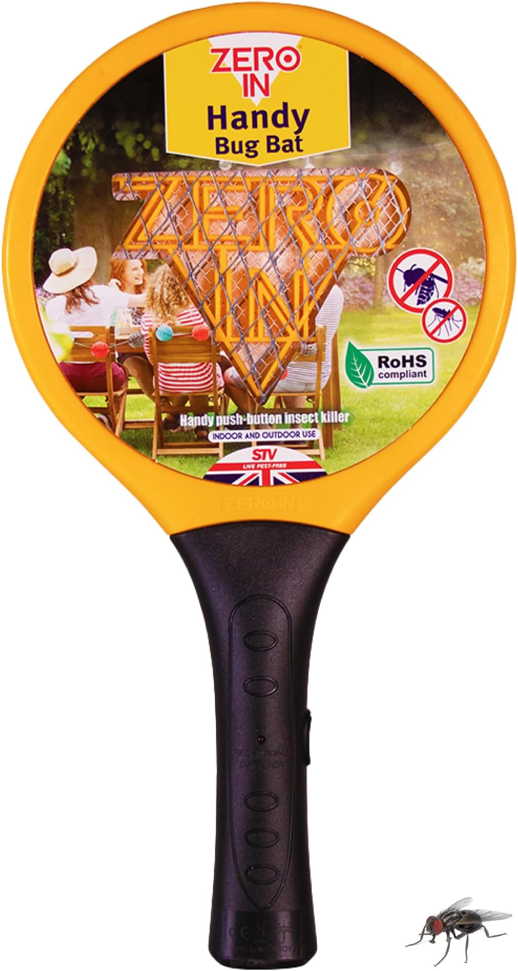 Zero In Bug Bat Electric Fly Swatter - Fly Zapper Racket for Indoor and Outdoor Use - Portable Electric Bug Zapper for Killing Flying Insects - Battery Operated