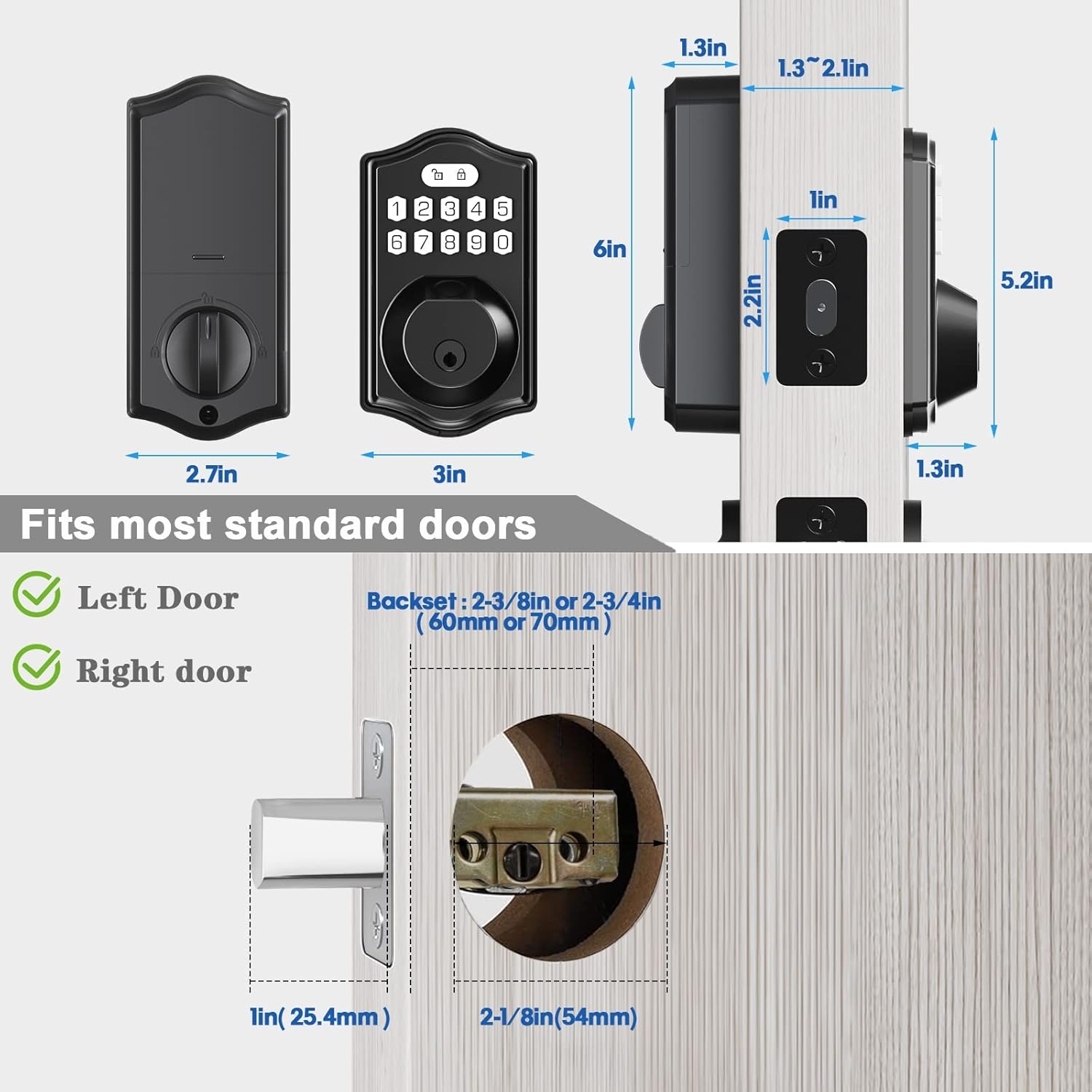 Fingerprint Door Lock- keyless Entry Door Lock with Handle