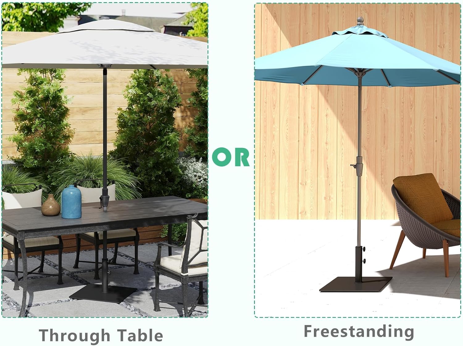 Helios&Hestia 44lbs Heavy Duty Square Outdoor Patio Umbrella Base, Steel Plate Stand Weight with 4 Non-Slip Pads, Fits 7 to 11ft Market Umbrellas, Black