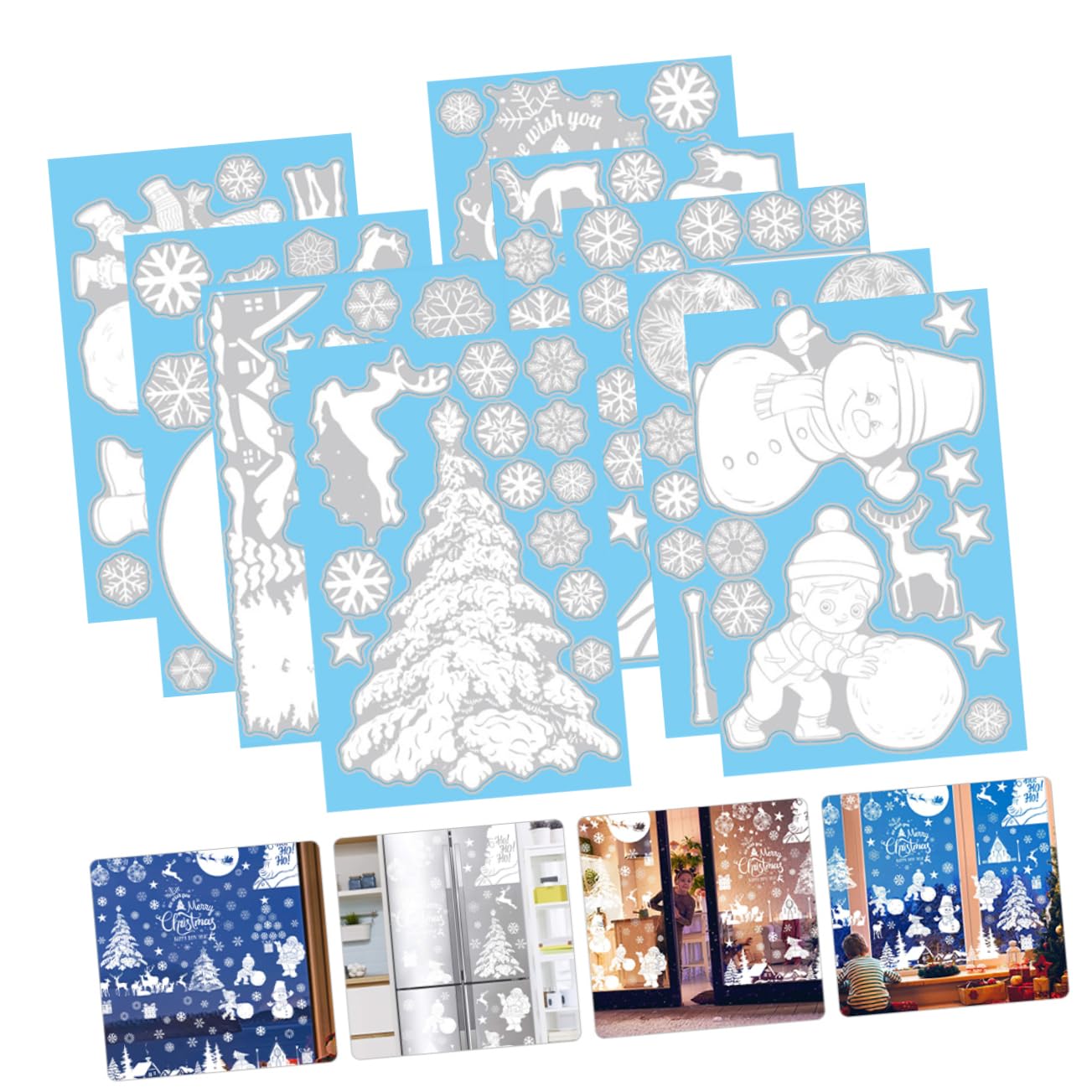 45 Blatt Weihnachtsaufkleber Urlaub Fenster Haftet Winterfensteraufkleber Weihnachtsparty Wandkunst Praktische Wandtattoos Zarter Wandaufkleber Schneeflocke Wandtattoo Weiß Pvc IMIKEYA