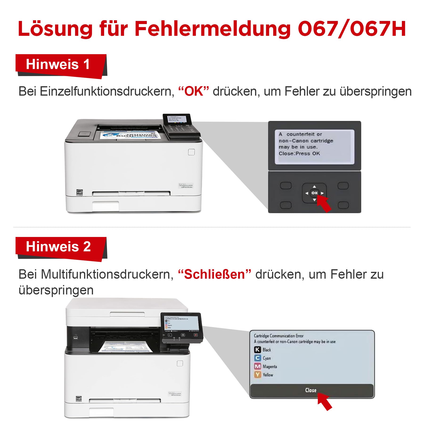 AUMOK 067H MF657Cdw Toner Kompatibel für Canon 067 067H MF655Cdw MF651Cw