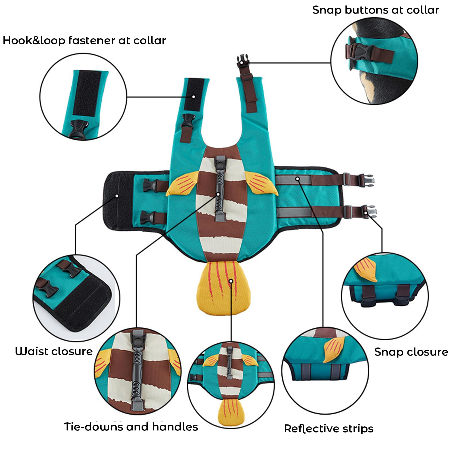Gilet De Sauvetage pour Chien Haute Flottabilité, Gilet De Sauvetage pour Chien De Requin Gilet De Sécurité pour Animaux De Compagnie Maillot De Bain Gilet avec Souple Poignée,Dinosaur,M
