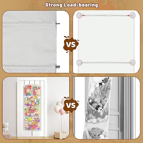 Miniatura 4 de Hamaca de almacenamiento para animales de peluche, organizador de juguetes para colgar sobre la puerta y soporte de juguetes de felpa con ganchos de