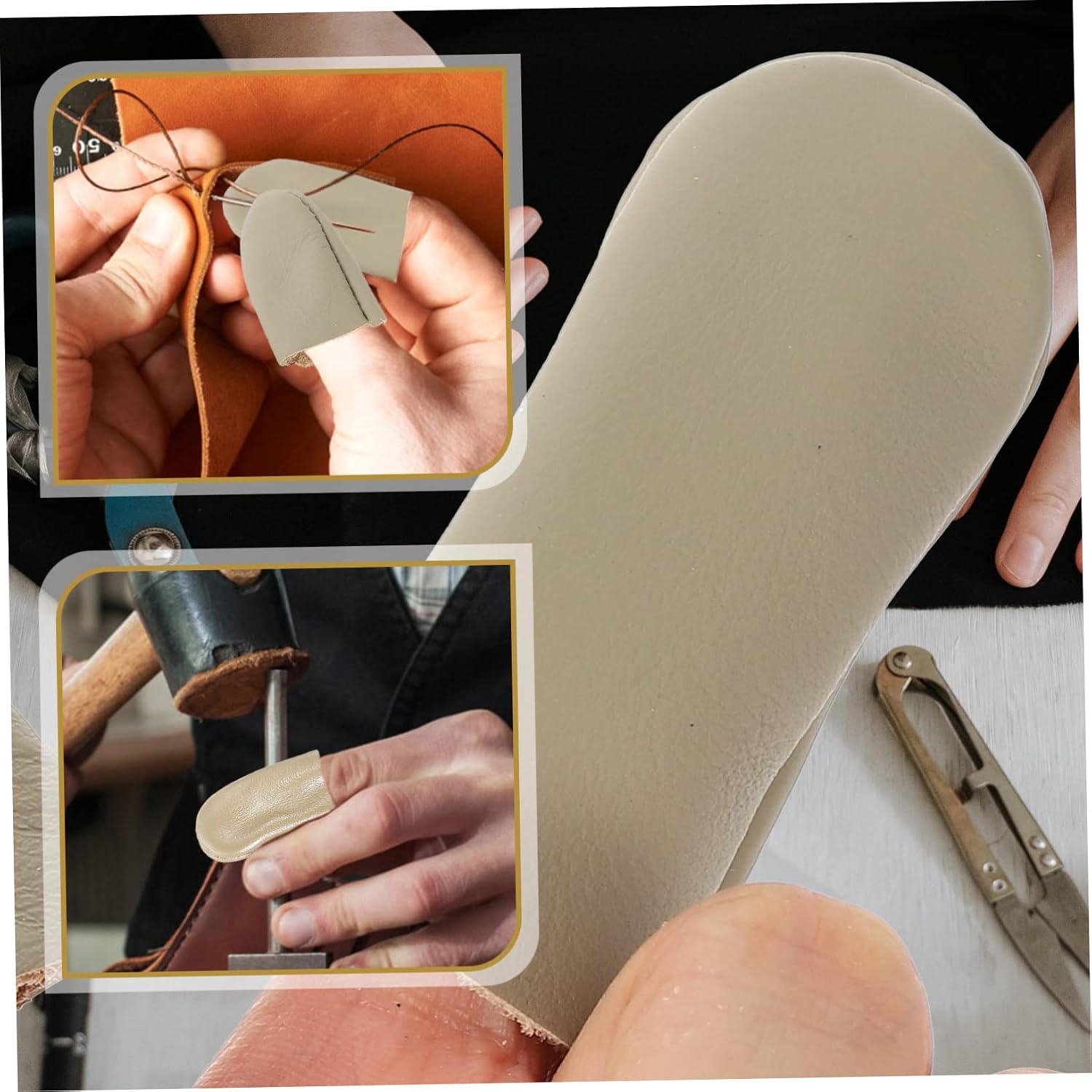 CORHAD 3sets Finger Sleeves Protectors Leather Thimble Sewing Tool Protective Cover Compact 12pcs*3 Random Color