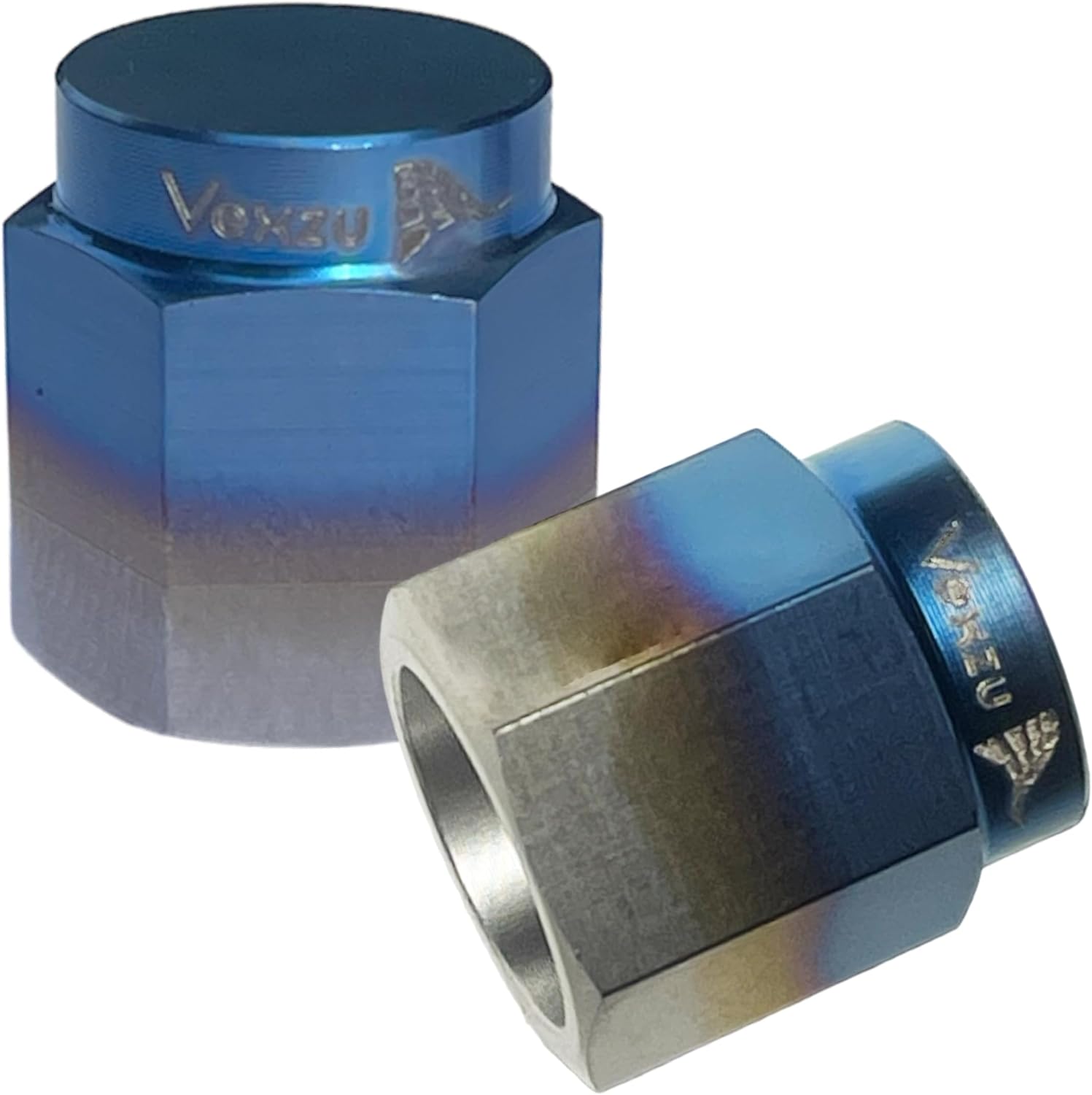 Titanium Tire Valve Stem Caps 4 Pack - Grade 5 Metal Valve Caps Universal Hexagon for Cars Trucks Motorcycles SUVs Bikes - Premium Corrosion Resistant by Vexzu