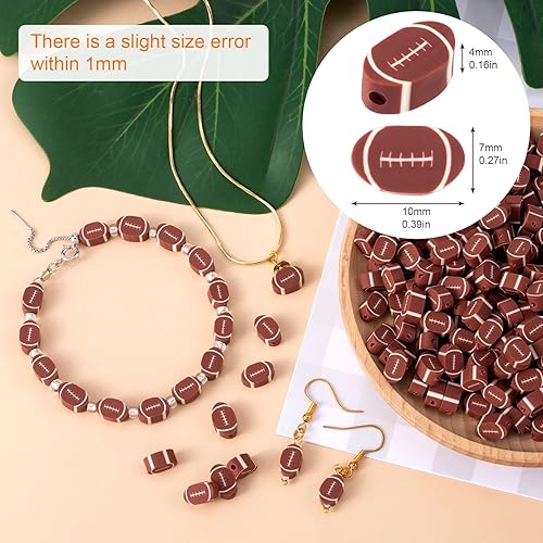 Miniatura 2 de OIIKI 200 cuentas de arcilla polimérica de béisbol, cuentas de fútbol americano para collares, pulseras, joyas, accesorios hechos a mano,